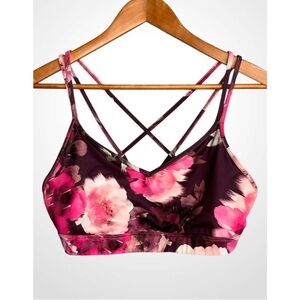 Old Navy Floral Sports Bra - Pink and Purple - Go Dry - Large